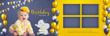 12x36 Birthday & Baby Album PSD in Vibrant Lotus Design Style