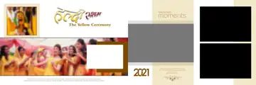 12x36 Haldi Wedding Album PSD in Elegant Gold Frame Style