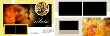 12x36 Haldi Wedding Album PSD in Golden Floral Border Style