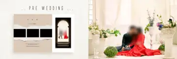12x36 Pre-Wedding Album Background PSD in Dreamy Gold Frame Style