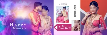 12x36 Pre-Wedding Album PSD in Minimal Gold Frame Style