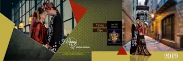 12x36 Wedding Album PSD in Golden Kolam Pattern Style