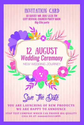 12x36 Wedding Invitation PSD in Traditional Peacock Art Style