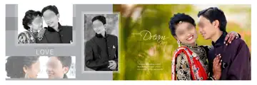 Artistic & Cinematic Wedding Album 12x36 PSD with Damask Texture