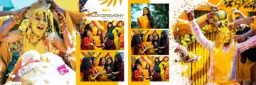 Artistic Lotus Design Haldi Wedding Album 12x36 PSD