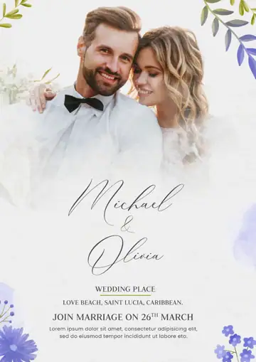 Artistic Wedding Invitation PSD – Pastel Clouds