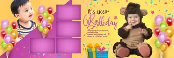 Birthday & Baby Album 12x36 PSD – Traditional Floral Border Design