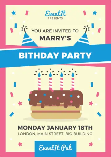 Birthday Wedding Invitation PSD in Elegant Royal Arch Style