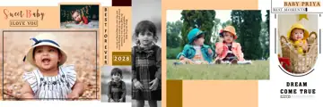 Bright Birthday & Baby Album 12x36 PSD with Vintage Frame