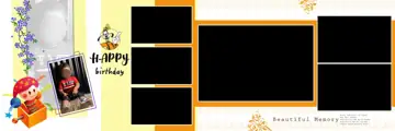 Bright Brush Strokes Birthday & Baby Album 12x36 PSD