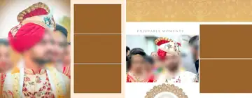 Charming Wedding Photo Album 14x36 PSD with Gold Frame