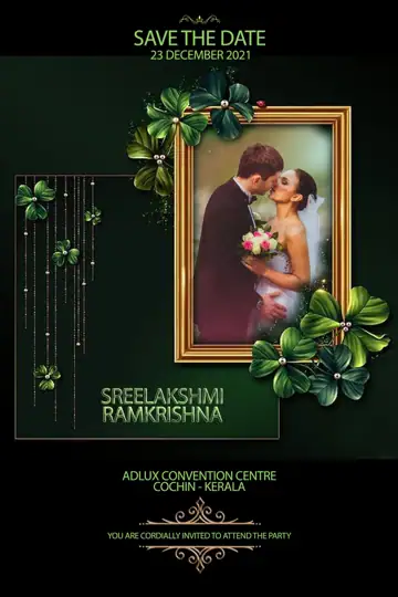 Classic Wedding Invitation PSD with Peacock Art