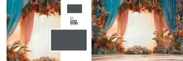 Dreamy & Regal Wedding Album 12x36 PSD with Floral Border
