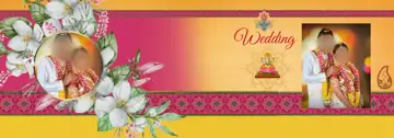Dreamy Wedding Album Cover 12x36 PSD with Floral Border