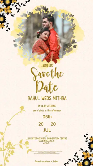 Floral Mandala Art Wedding Invitation PSD