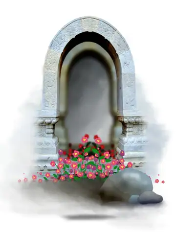 Floral Studio Background PSD with Temple Motif