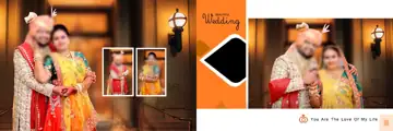 Floral & Traditional Wedding Album 12x36 PSD with Damask Texture