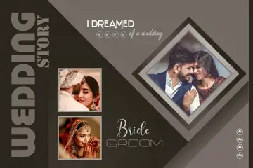 Free Dreamy Wedding Album Cover 12x18 PSD – Gold Frame