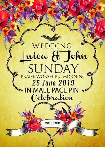 Free Floral Wedding Invitation 12x36 PSD – Paisley Pattern