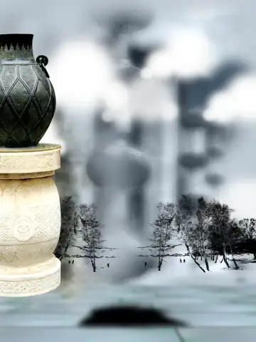 Free Traditional Studio Background PSD – Temple Motif