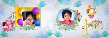 Free Vibrant Birthday & Baby Album PSD – Geometric Lines