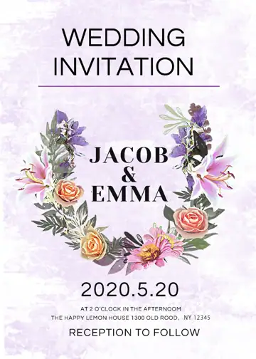 Fresh Wedding Invitation 12x36 PSD with Peacock Art