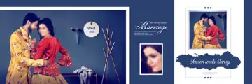 Golden & Elegant Wedding Album 12x36 PSD with Watercolour Splash
