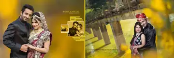 Golden & Luxury Wedding Album 12x36 PSD with Bokeh Lights