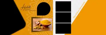 Golden Watercolour Splash Haldi Wedding Album 12x36 PSD