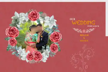 Golden Watercolour Splash Wedding Album Cover PSD