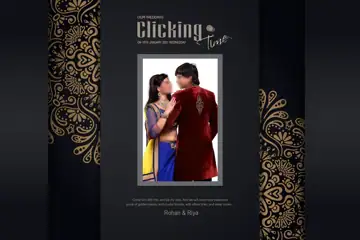 Golden Wedding Album Cover PSD with Geometric Lines