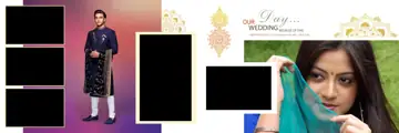 Grand Gold Frame Indian Wedding Album 12x36 PSD