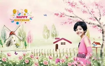 Luxury Birthday & Baby Album PSD – Floral Border