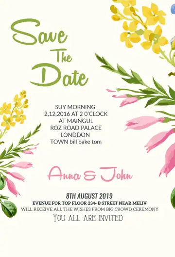 Minimal Glitter Accents Wedding Invitation 12x36 PSD