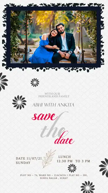 Minimal Wedding Invitation PSD with Gold Frame