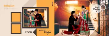 Modern & Minimal Wedding Album 12x36 PSD with Temple Motif