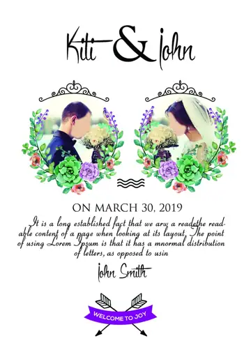 Modern Wedding Invitation 12x36 PSD with Silk Texture