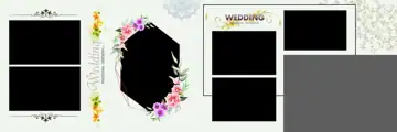 Rich Maroon & Fresh Wedding Album 12x36 PSD with Peacock Art