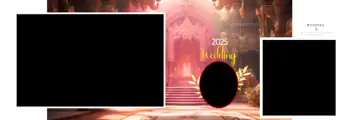 Rich Maroon & Modern Wedding Album 12x36 PSD with Gold Frame