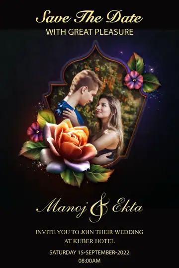 Royal Wedding Invitation PSD – Temple Motif