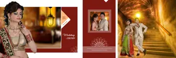 Stylish Gold Frame Wedding Album 12x36 PSD