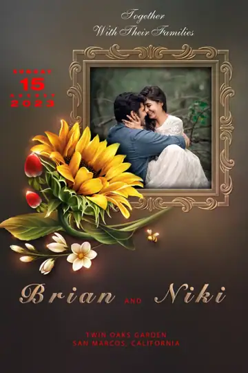 Timeless Wedding Invitation PSD with Brush Strokes