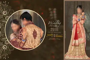 Traditional Indian Wedding Album Cover 12x18 PSD with Gold Frame