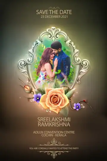 Traditional Wedding Invitation PSD with Silk Texture
