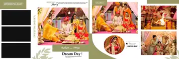 Vibrant Floral Border Wedding Album 12x36 PSD