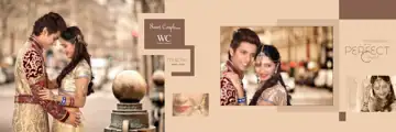 Vibrant Karizma Wedding Album 12x36 PSD with Gold Frame