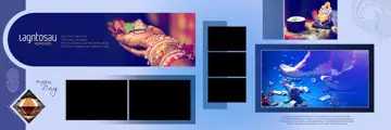 Vibrant & Ornate Wedding Album 12x36 PSD with Geometric Lines