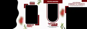 Vibrant & Rich Maroon Wedding Album 12x36 PSD with Watercolour Splash