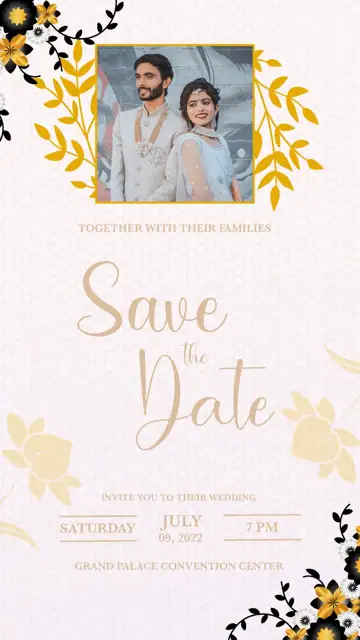 Wedding Invitation PSD – Timeless Gold Frame Design