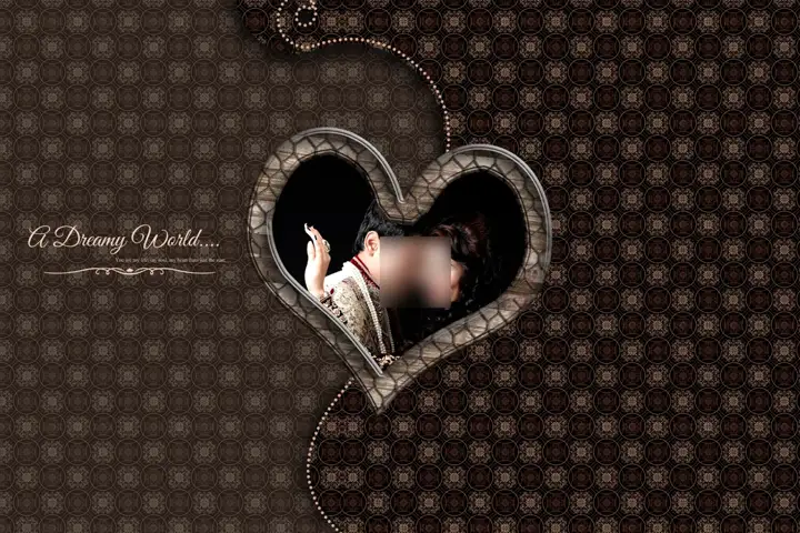 Wedding Album Cover PSD in Bright Gold Frame Style